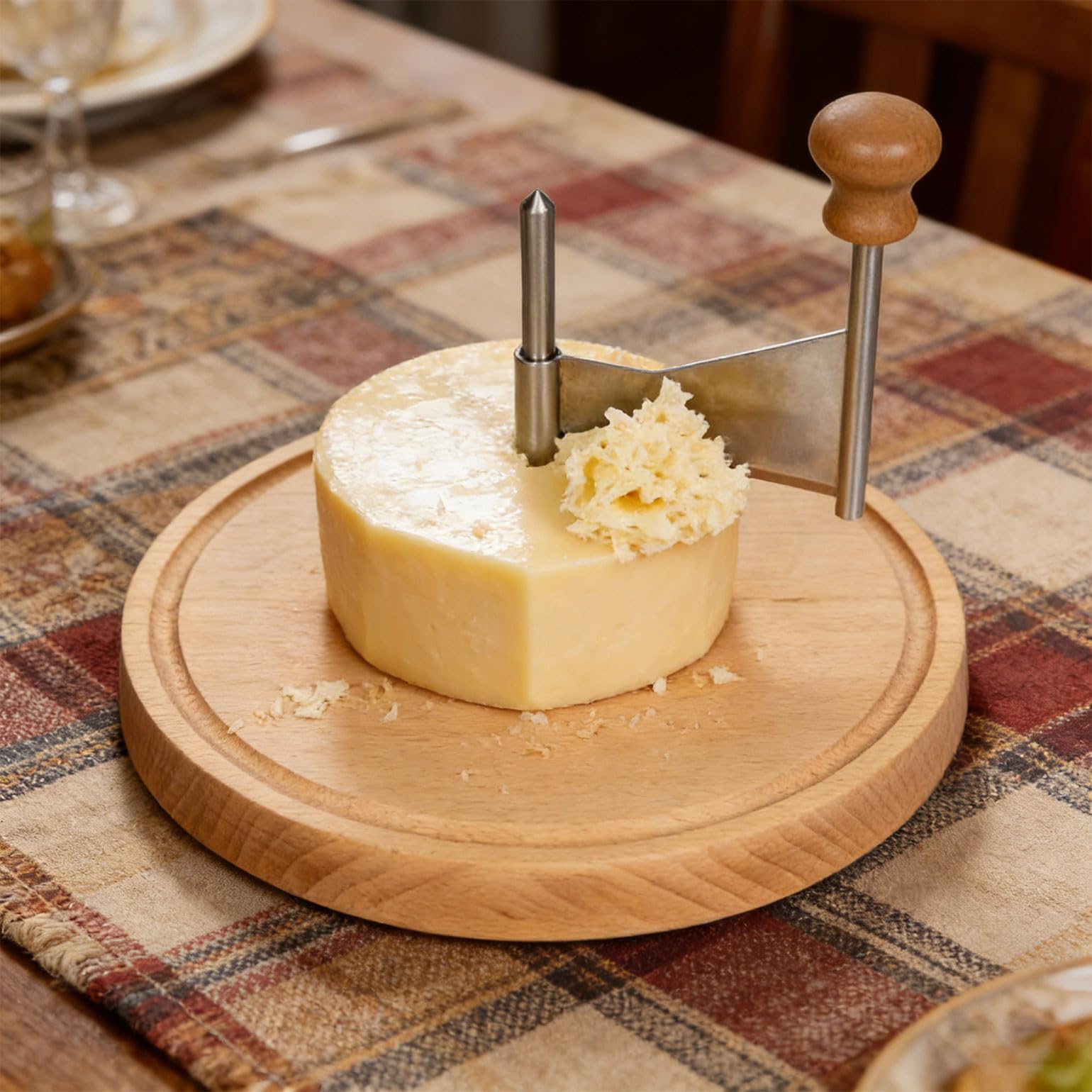 Rallador de Queso Giratorio con Soporte de Madera Antideslizante y Piezas extraíbles para Limpieza rápida, para Amantes del Queso y Chefs Expertos, Accesorio para Platos de Fiesta