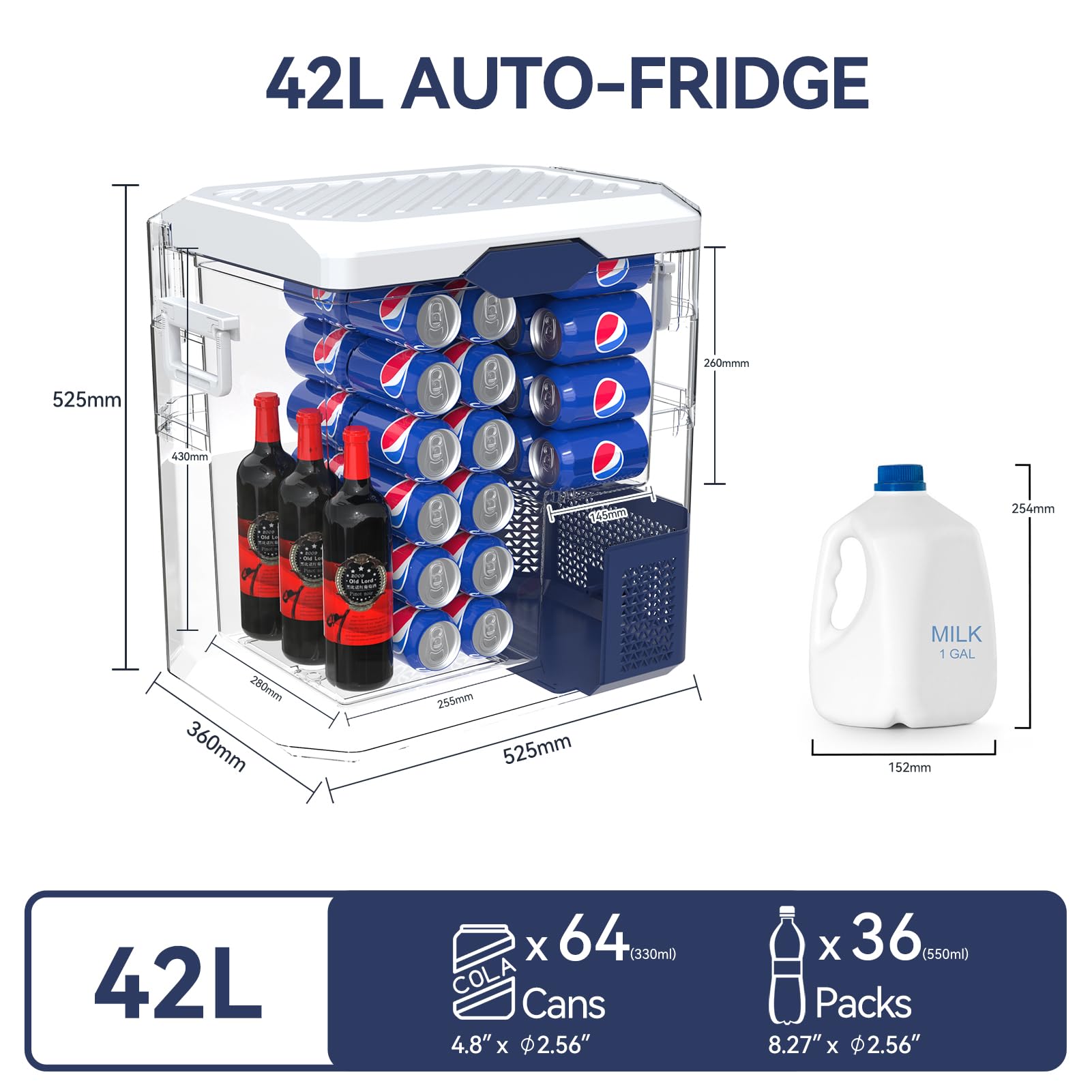 BINGI Glacière Electrique 42L à Compression avec Refroidissement Rapide Jusqu'à -18°C, 12V/24V/220V, Pour Camping-Car, Van, Camion, Bateau, Voiture, Maison, Camping