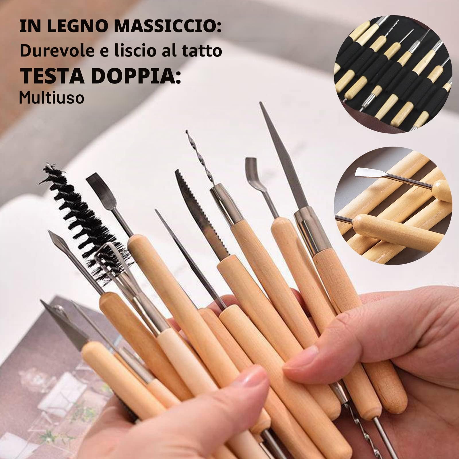 Attrezzi Scultura Argilla,56 Pezzi Attrezzi Ceramica,Sculpting Tool con Sacchetto di Stoccaggio,Utensili Ceramiche Professionale per Scultura in Argilla e Cake Torta Design ECC