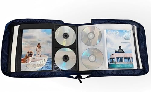 Miniatura 4 de Estuche de almacenamiento para DVD y CD con páginas extra anchas para Blu Ray Movie Music Audio Disk (portatarjetas de transporte portátil, cartera,