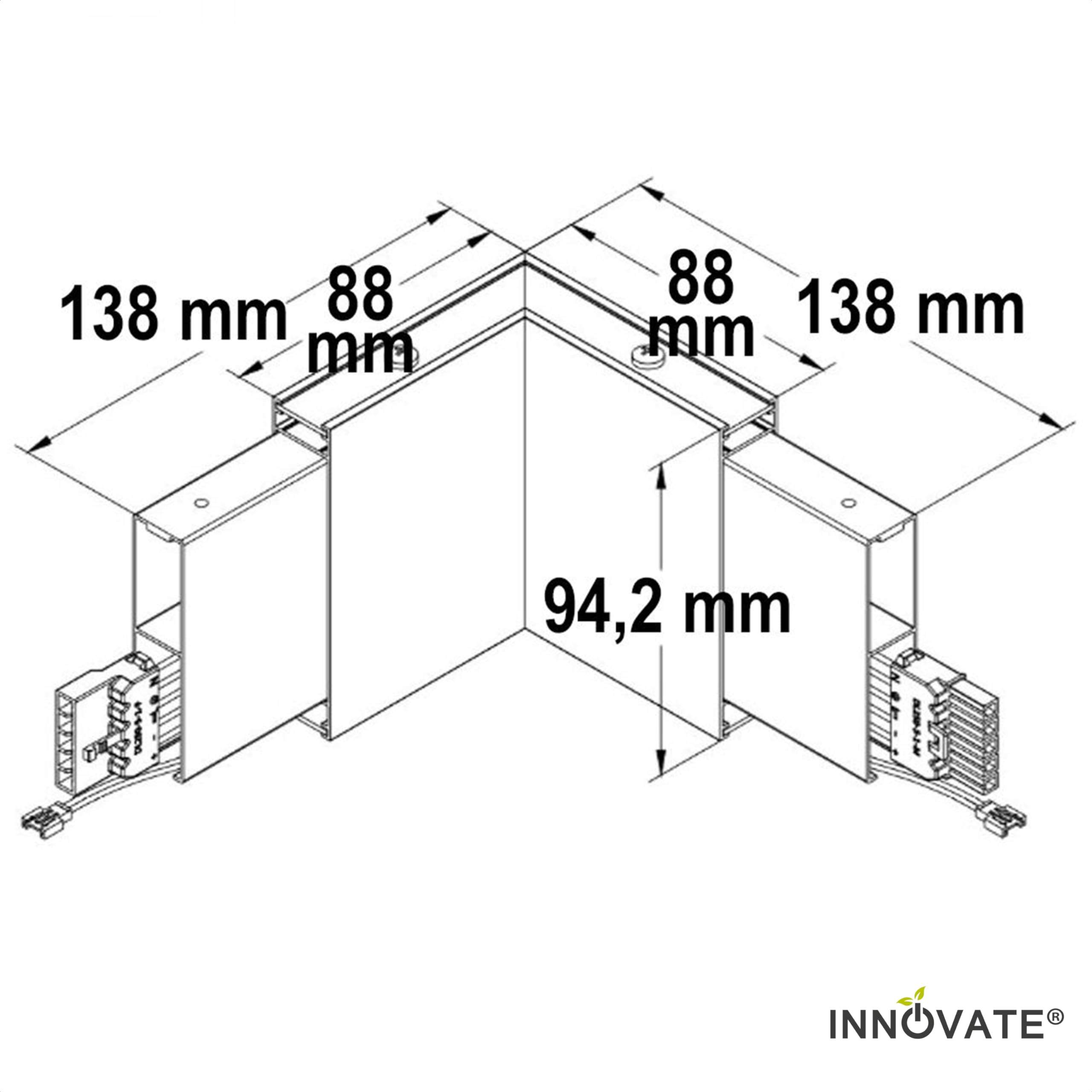 INNOVATE LED Eckverbinder für Linearsystem Up+Down | Verbinder für Pendelleuchte modular Weiss Warmweiss | (weiss, Eckverbinder)