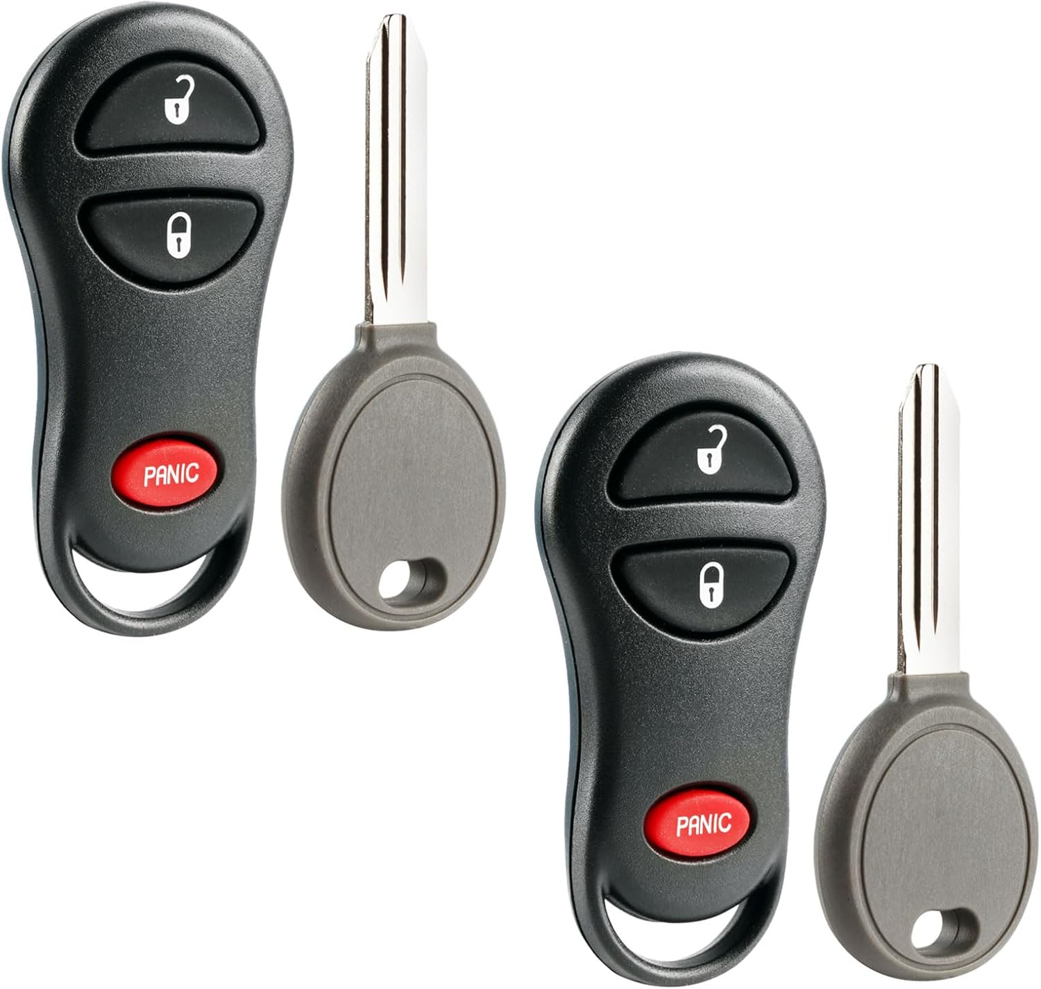 2X USARemote Keyless Entry Remote Fob with Replacement Ignition Key for Dodge Dakota Durango Ram Jeep Cherokee Grand Cherokee