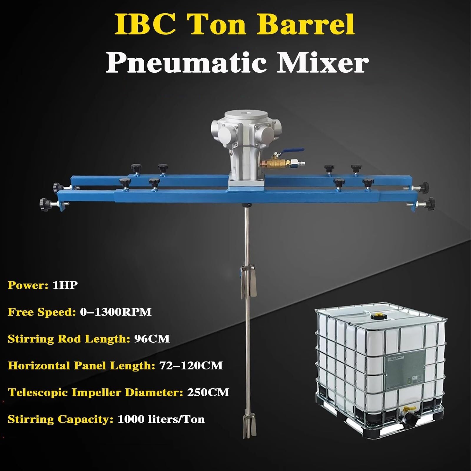 Mieszadła powietrza IBC, mieszadło do lakieru zbiornikowego 1 ton 1 HP, mieszadło pneumatyczne z uchwytem, składane śmigło, do mieszadła z rozpuszczalnikiem atramentowym