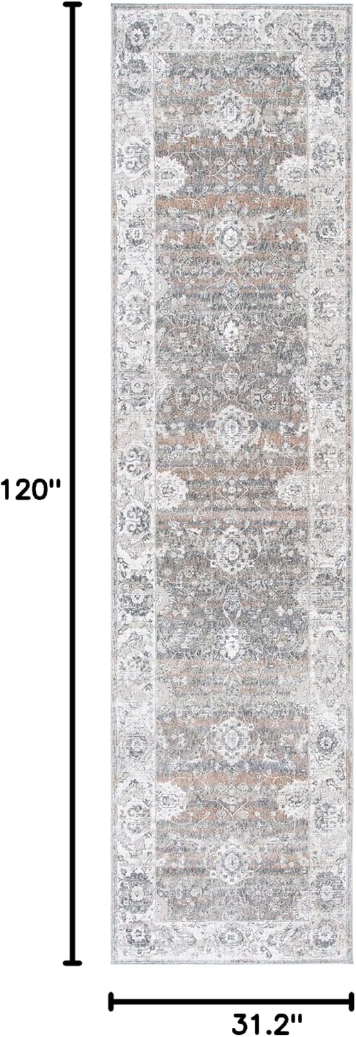 SAFAVIEH Webster Collection Runner Rug - 2'6" x 10', Grey & Beige, Distressed Viscose Design, Ideal for High Traffic Areas in Living Room, Bedroom (WBS326G)