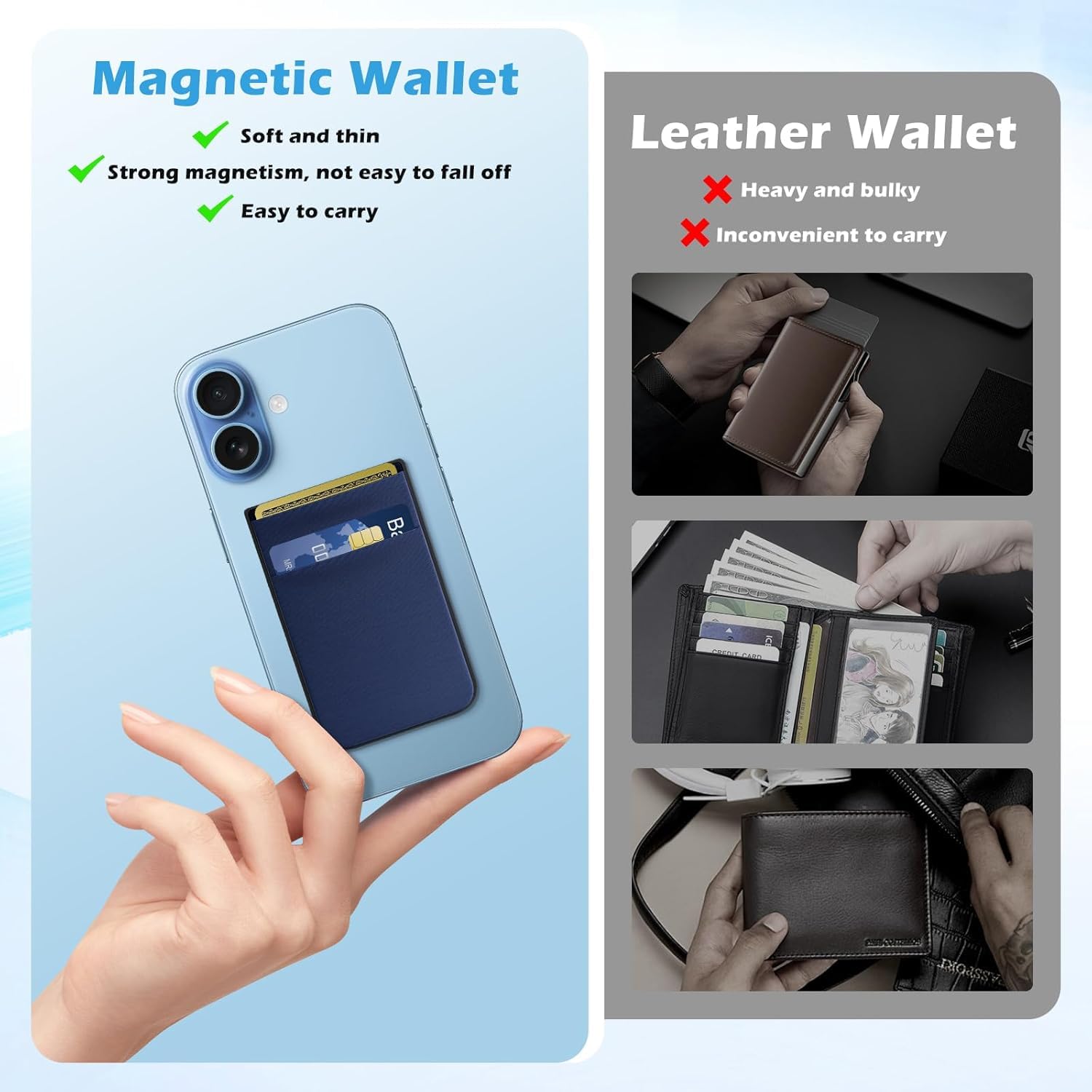 Amazon.co.jp: imluckies iPhone Magsafe用磁気ウォレット、ダブル