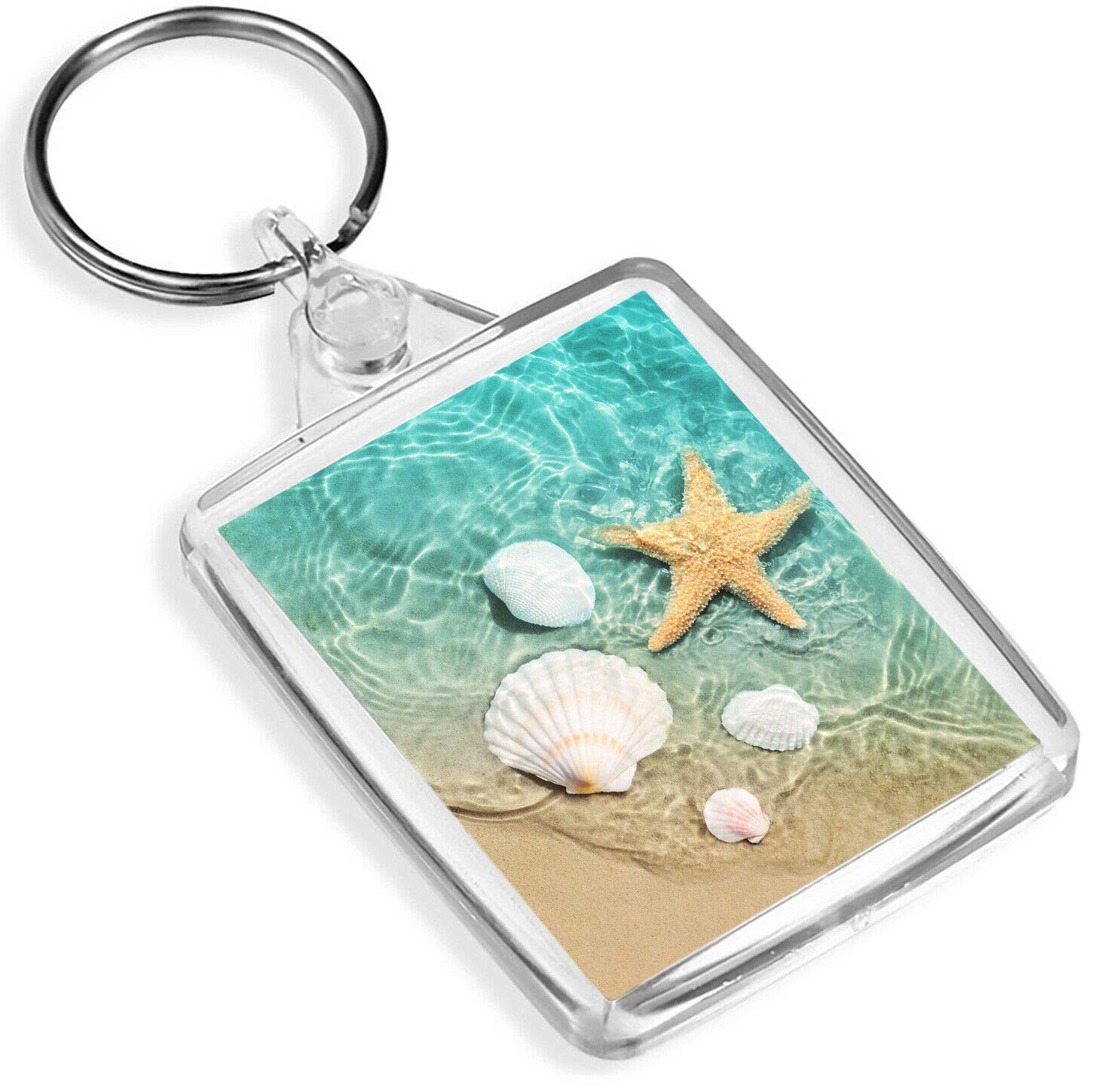 Destination Vinyl Keyrings Sea Shell Starfish Ocean Beach Keyring - IP02 - Seaside Coast 16972