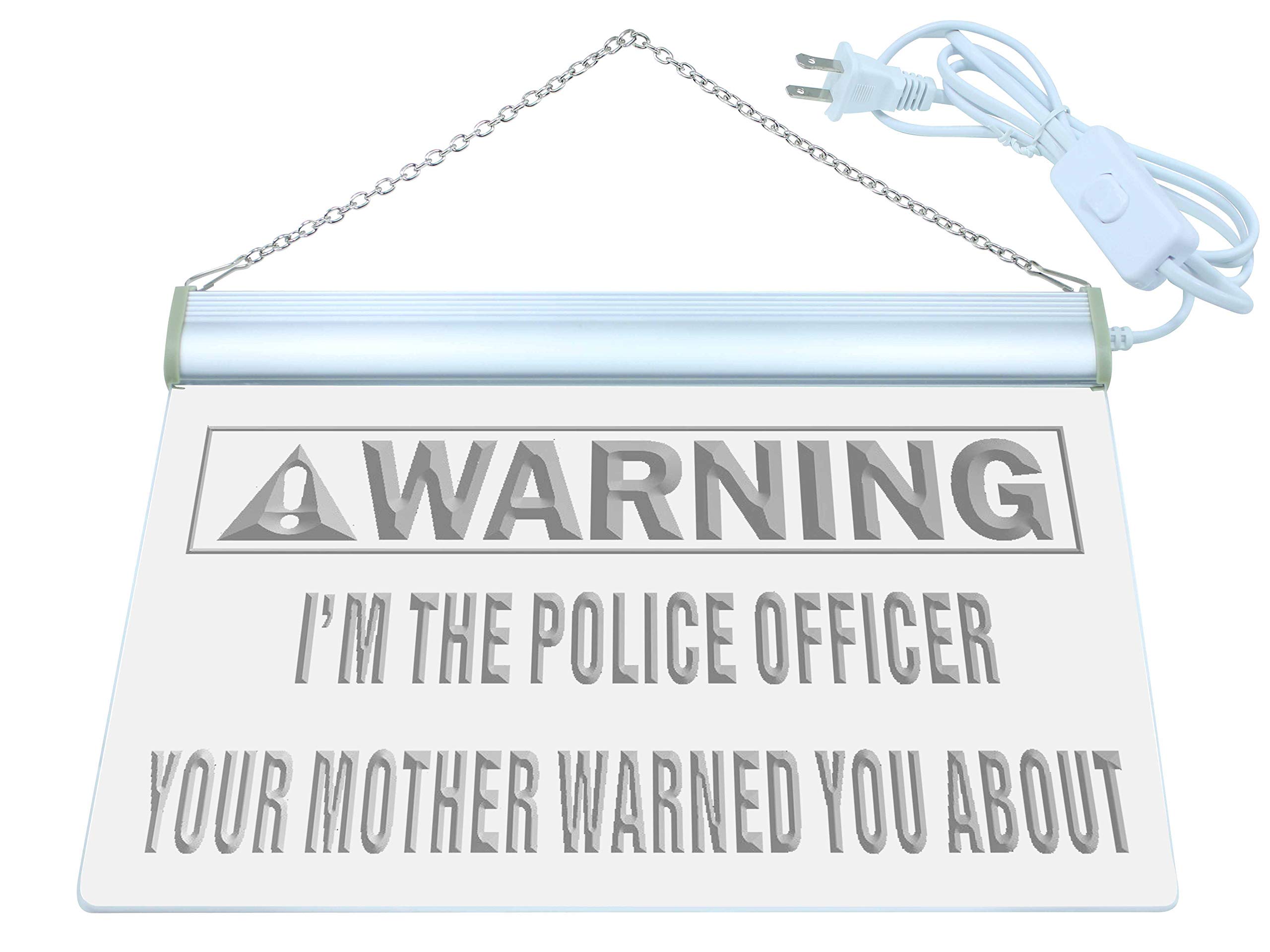 ADVPRO Warning I'm The Police Officer LED Neon Sign Red 16 x 12 Inches st4s43-m965-r