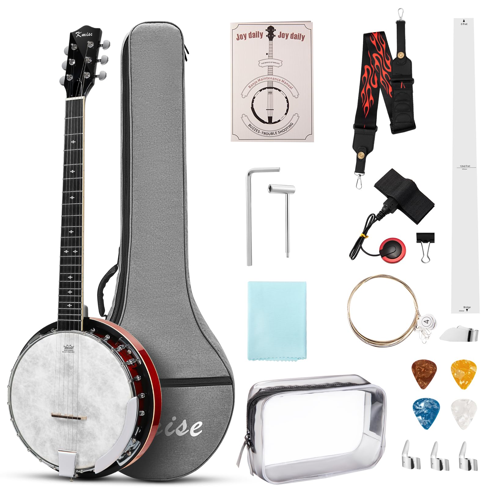 Kmise 6 String Banjo Guitar Full Size, 38 Inch Banjo Guitar with Resonator Closed Back, R…