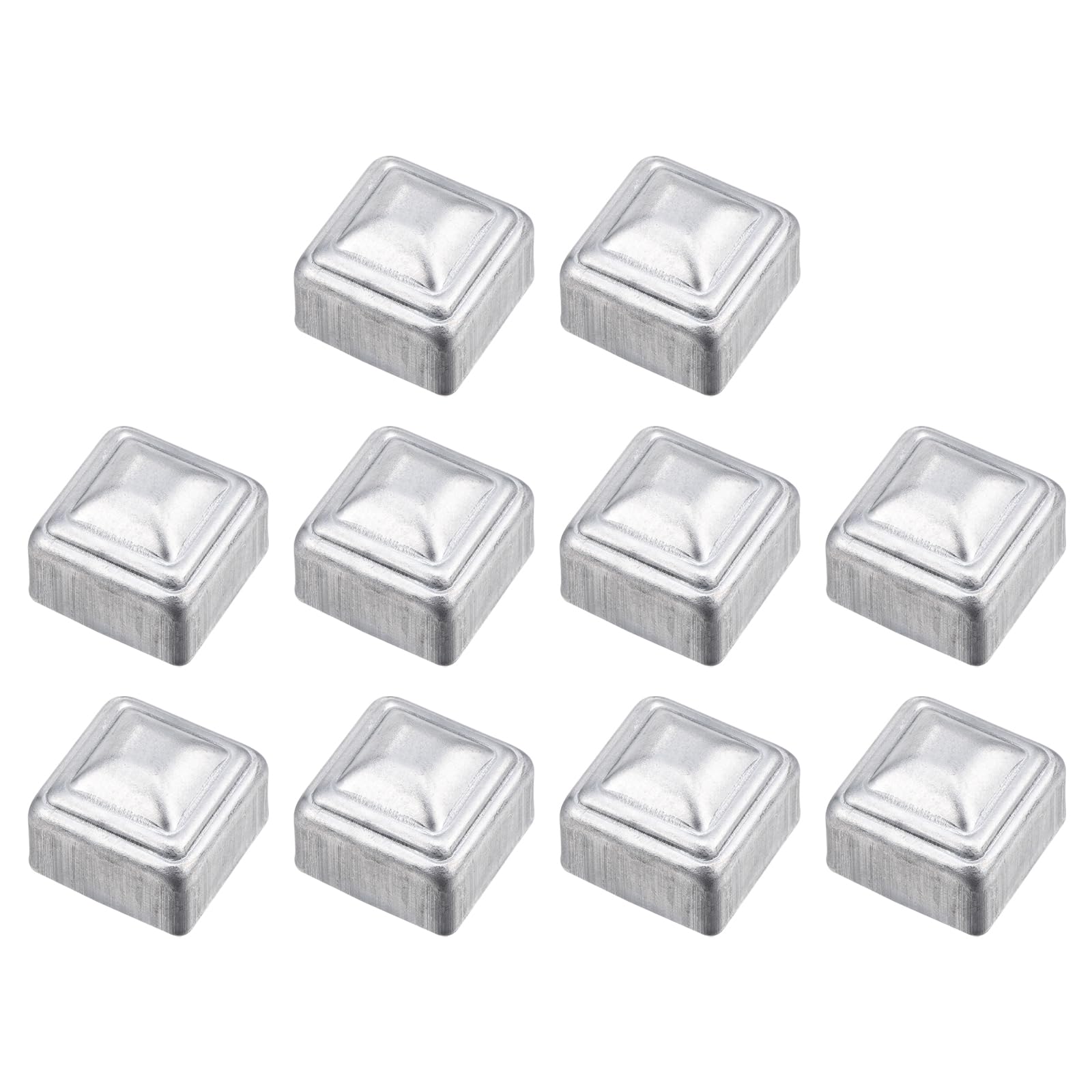 sourcing map 10Pcs Fence Post Cap Fit 1" x 1" OD Pipe, Galvanized Steel Deck Post Cover Square Decking Caps for Mailbox Outdoor Chain Link Wood/Metal Fence Deck Railing, Silver