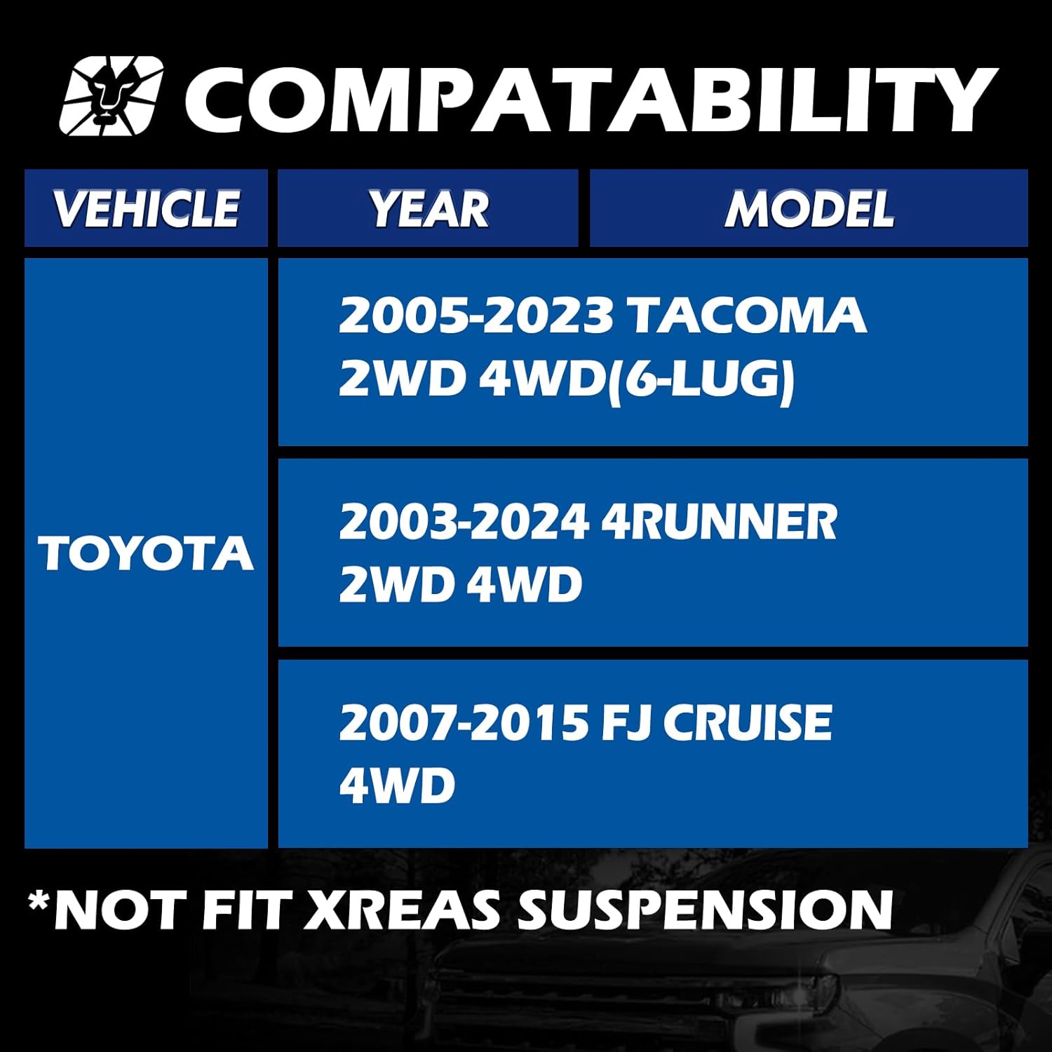 Dynofit 3 Inch Leveling Kit for 2005-2023 Tacoma (6-Lug), 2003-2024 4Runner, 2007-2015 FJ Cruiser, Set of 2-Piece Chassis Suspension Lift Strut Spacers for Toyota Pickup Level, Black