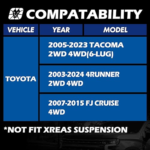 Miniatura 7 de Kits de elevación de nivelación frontal de 2 pulgadas para Tacoma 4WD 2WD 2005-2019-2020-2021 solo 6 lengüetas 4 corredores 2003-2021 4WD 2WD FJ