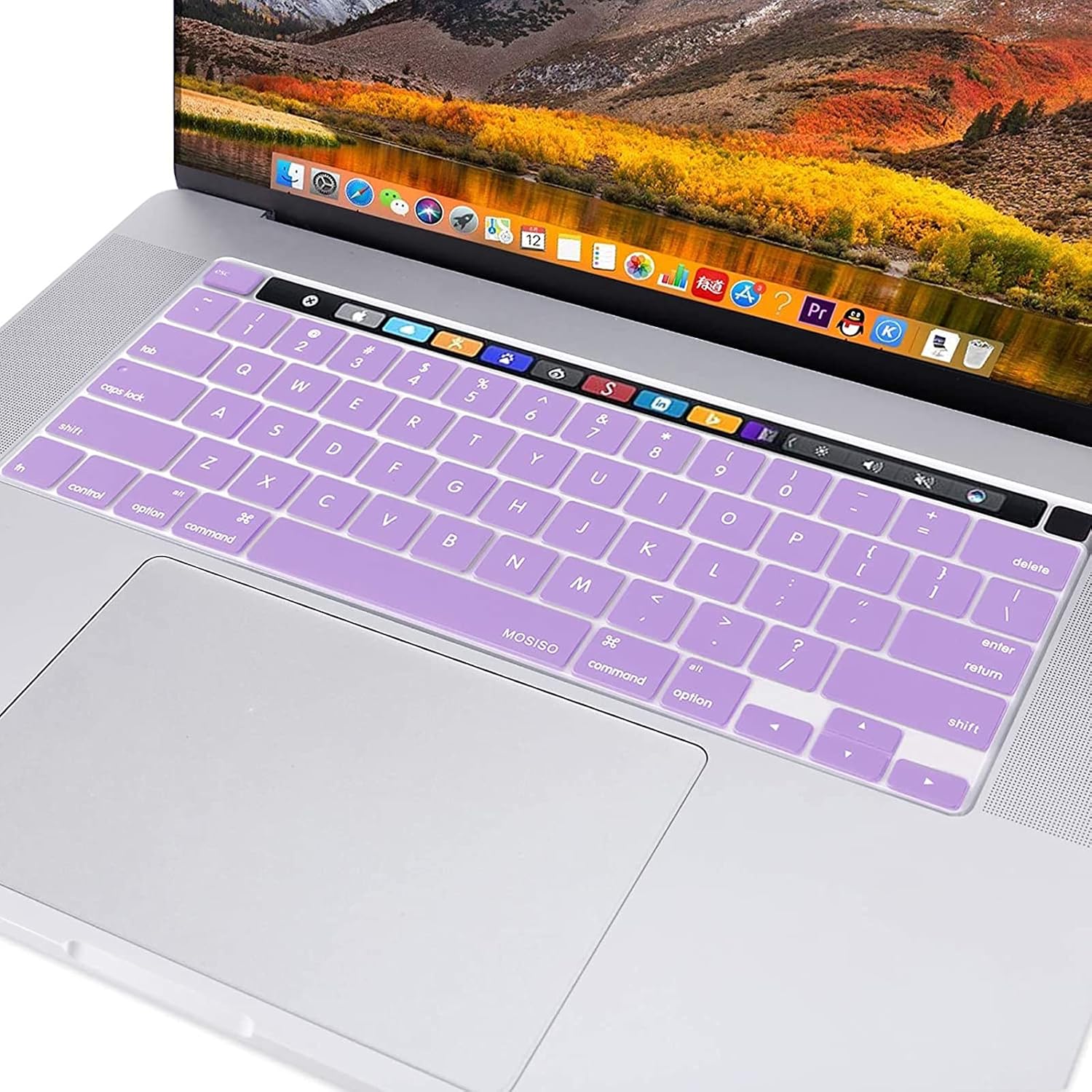 MOSISO Keyboard Cover Compatible with MacBook Pro 13 inch M2 2023, 2022, 2021 2020 M1 A2338 A2289 A2251&Compatible with MacBook Pro 16 2020 2019 A2141 Touch ID,Protective Silicone Skin, Light Purple