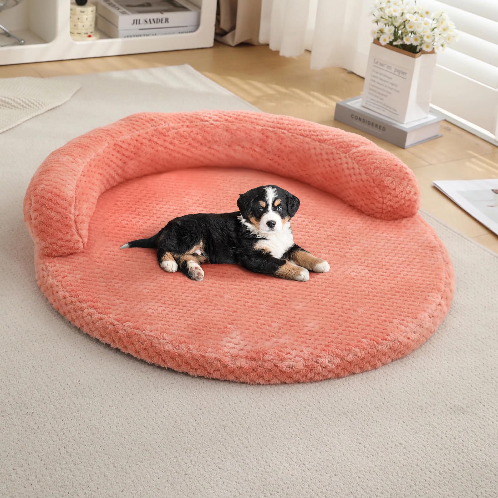 huraty Orthopedic Dog Bed for Small Dogs, Bolster Dog Sofa Bed Washable Pet Bed, Supportive Foam Pet Bed with Nonskid Bottom, 23.6 x 4.7 x 1.5 Inch,