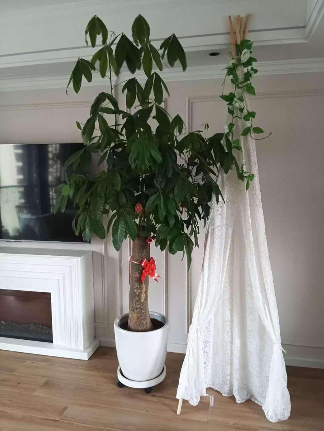 ABULU 5 - Sided Lace - Adorned Large Teepee Tent for Adults: 87" Tall, Indoor/Outdoor - Ready, Indian - Style Design, Ideal for Princess Lace Parties, Weddings, Beach Outings & Picnics (White)