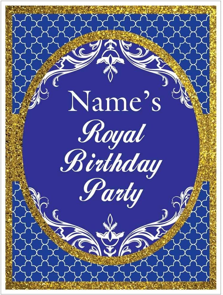 VictoryStore Custom Royal Birthday Decorations: Welcome Royal Birthday Yard Sign 18 inches x 24 inches Set of 2 Signs Includes EZ Stakes (Blue)