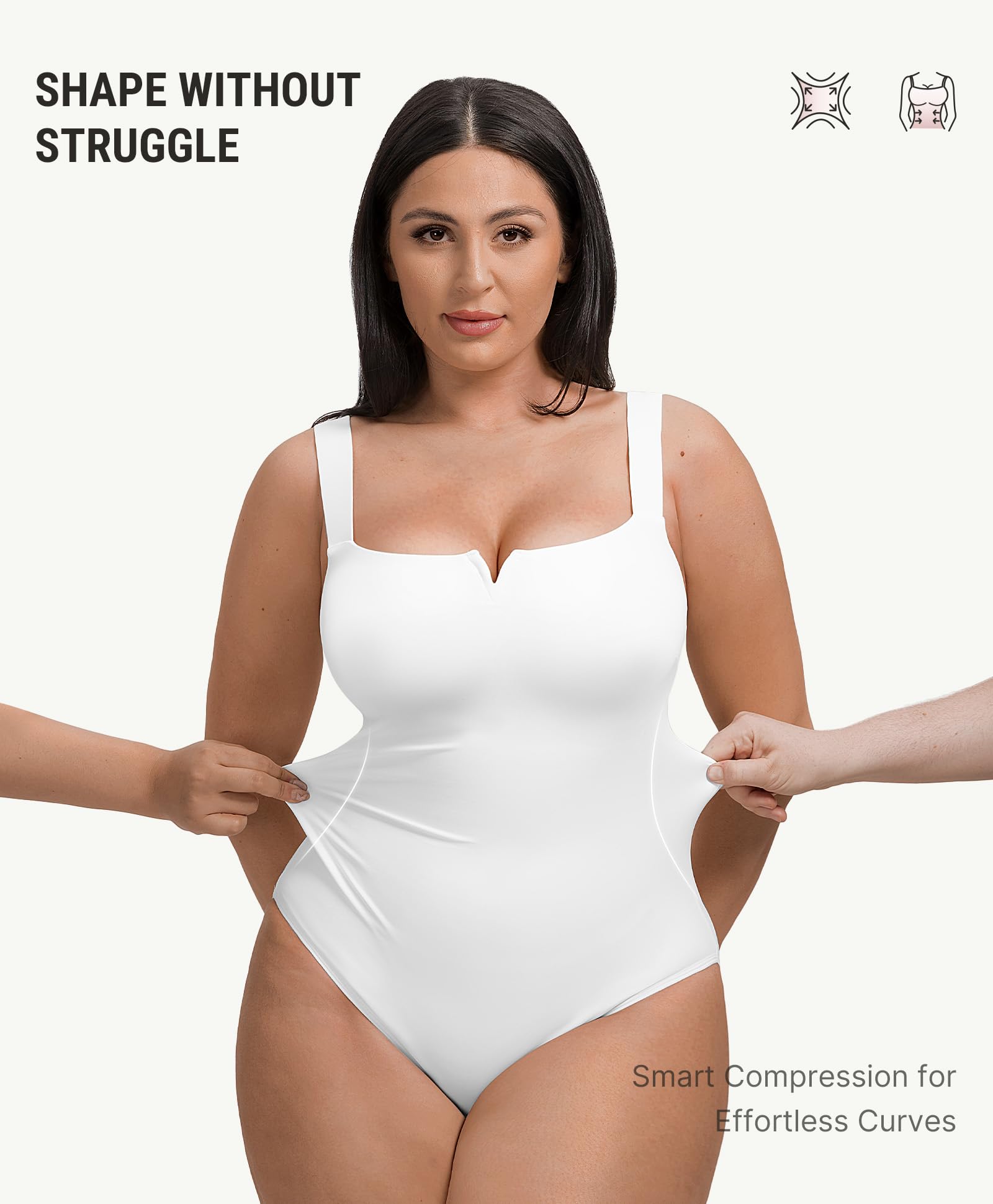 FeelinGirl Body Contenitivo Modellante Intimo Donna Col Quadrato Senza Maniche Gonna Ventre Piatto Aderente