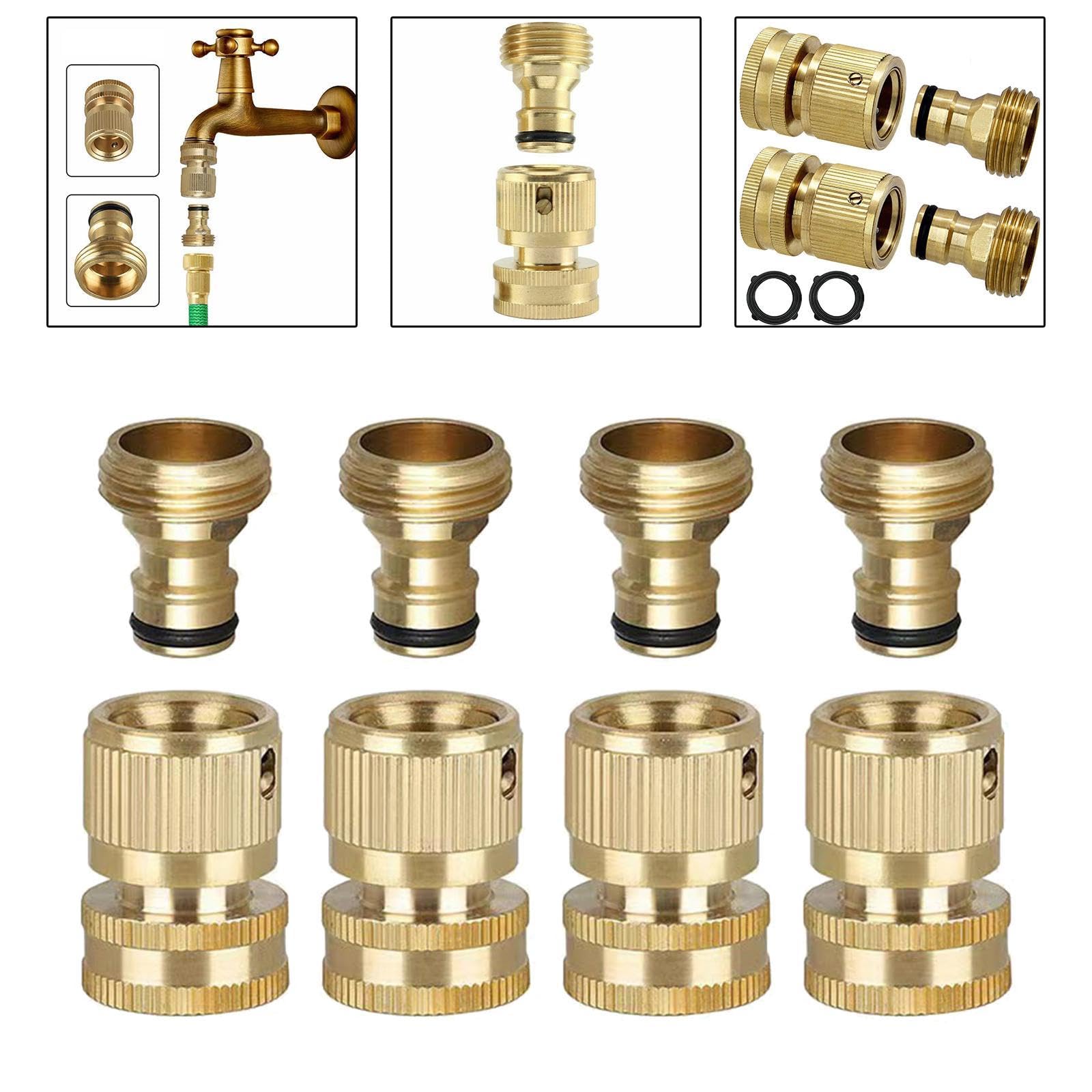Qianly 4 Piezas Conectores de Manguera de Jardín Adaptadores Rápidos Latón Resistente Antigoteo Multifunción para Equipos de Riego Hogar Garaje