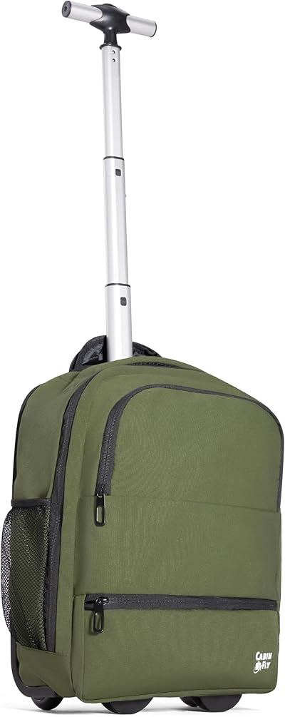 Aircruiser Hybrid 40 x 30 x 20 cm Ryanair Zaino Con Ruote Wizzair Bagaglio a Mano Transavia Zaino da Viaggio Aereo Vueling Carry-On (Verde, 40x30x20 cm - Con Ruote)