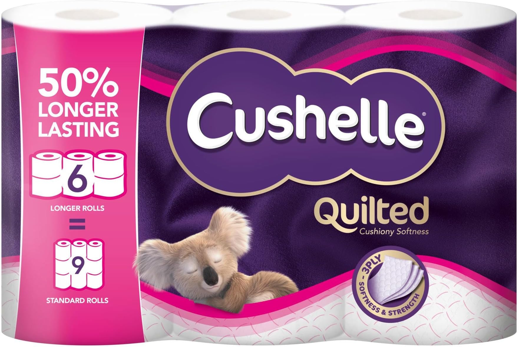 Cushelle Quilted 50 Longer Lasting Toilet Tissue 6 Equals 9 Regular