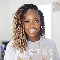 Vista 18 de TOYOTRESS Tiana Passion Twist Hair - Cabello Passion Twist de 16 pulgadas, trenzas pretrenzadas de ganchillo negro natural, extensiones de cabello 1b