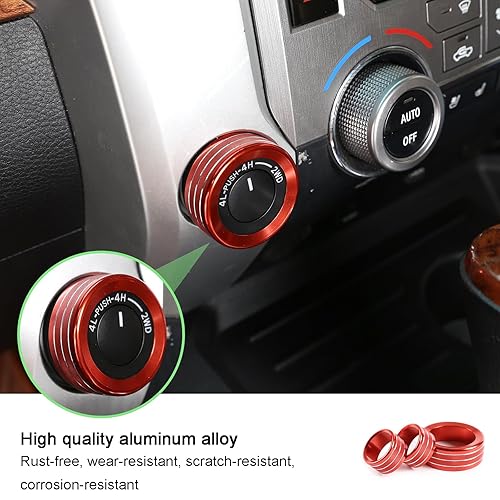 Miniatura 5 de Interruptor de tracción de rueda 4WD, parte y anillo de perilla PWL-VOL a tiempo completo para Toyota Tundra 2014-2020 2021 (rojo)