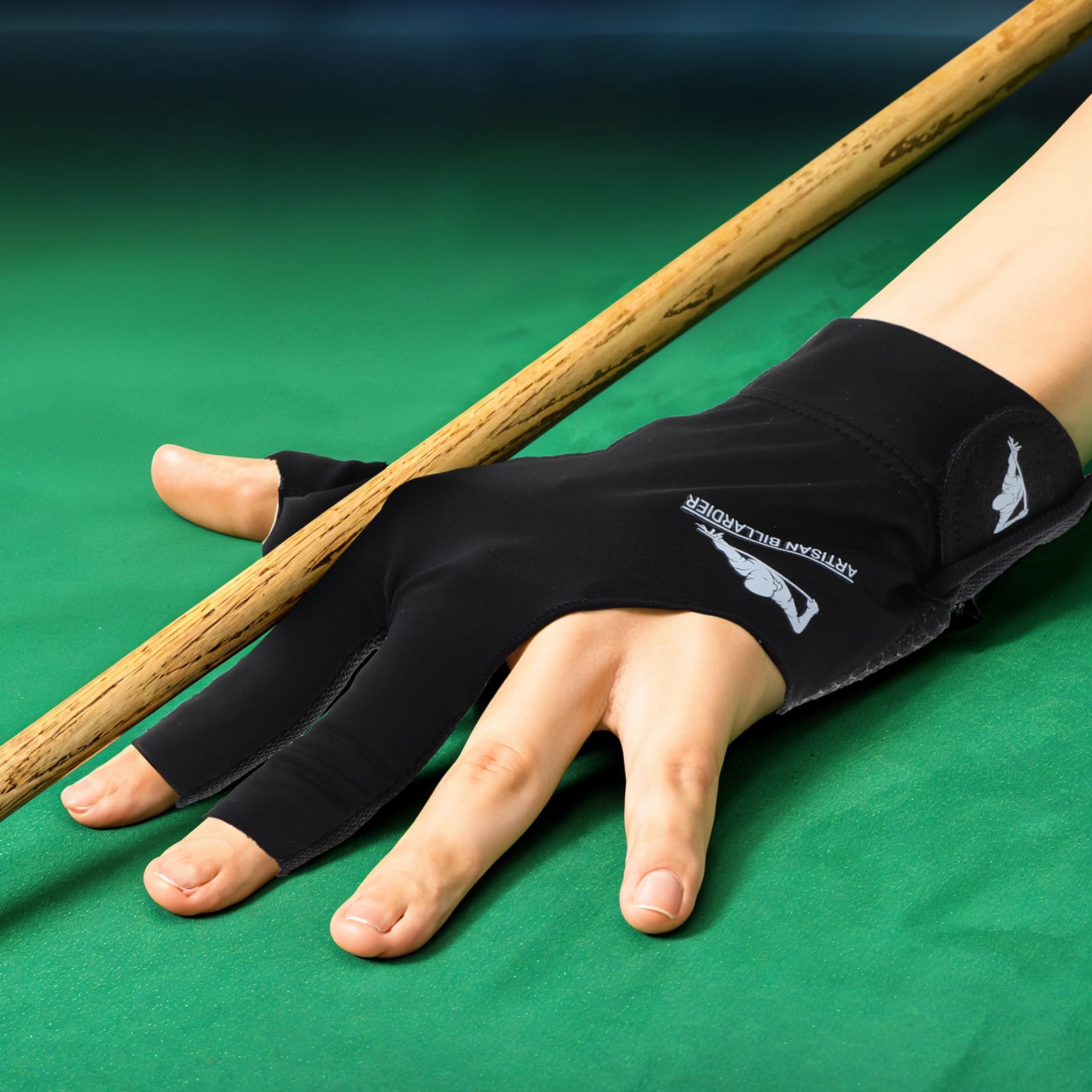 Guantes de billar para mano izquierda, guantes de billar para hombres, proceso de empalme, taco de billar, guantes deportivos, tallas populares, guantes elásticos de 3 dedos, guantes de billar