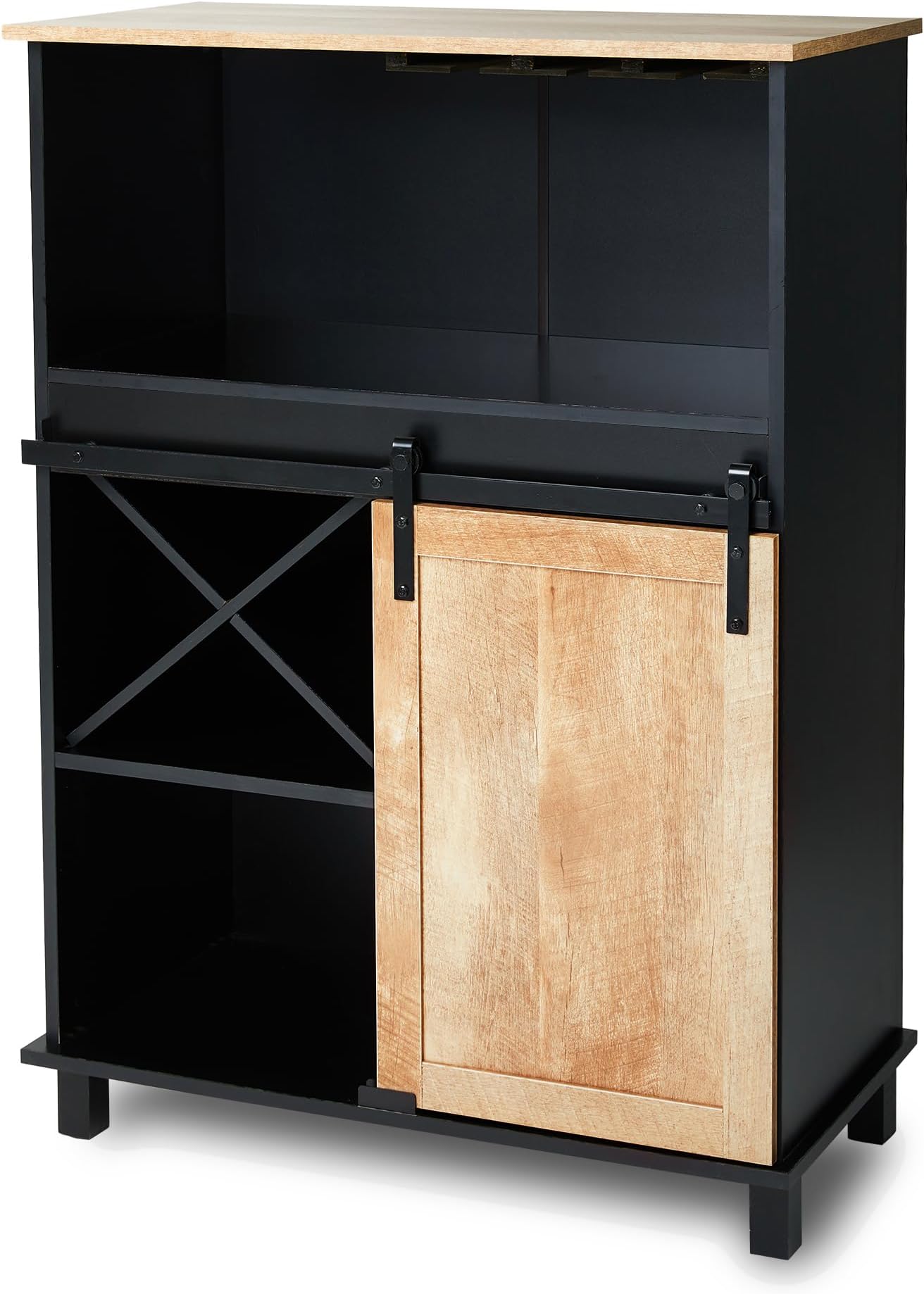 glitzhome Wood Rustic Wine Sideboard 2Section Bar