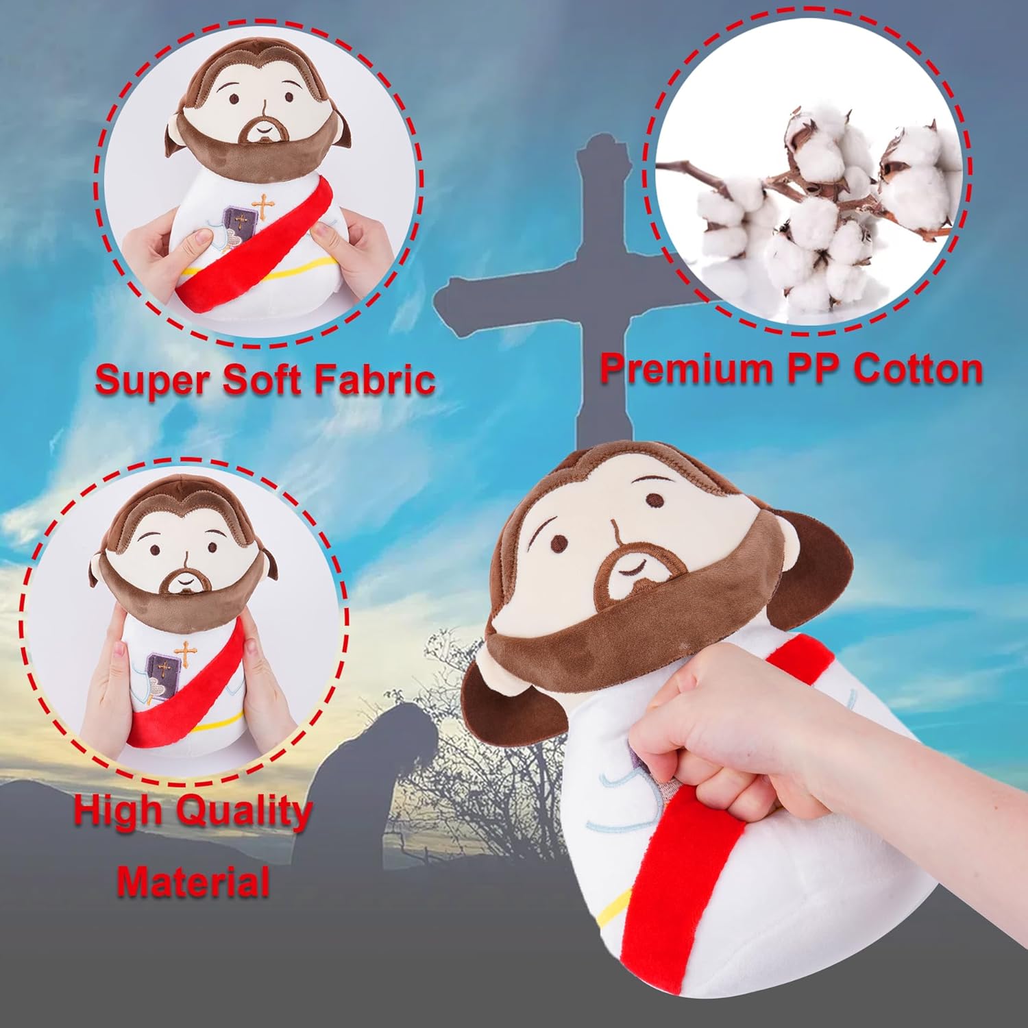 Jesus Plush Doll Bible Stuffed - First Communion Stuffed Animal Jesus Perfect for Kids and Adults Ideal Prayer Gift Religious Keepsake Red 11 Inch - Image 5