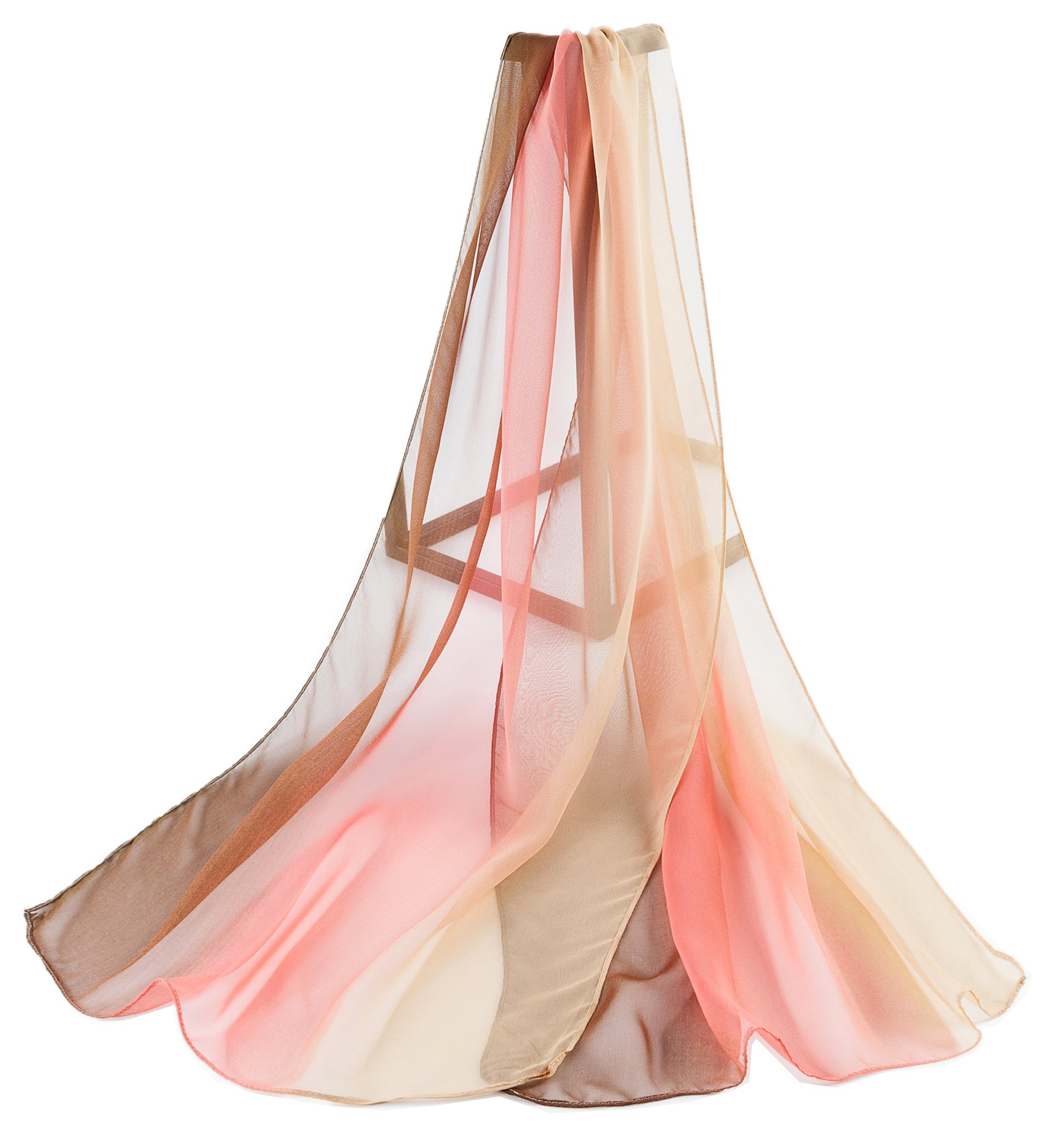 Multicolour Chiffon Silk Style Scarf Shawl (Peach)