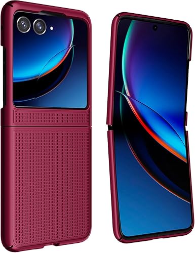Miniatura 7 de Nakedcellphone Funda para Motorola RAZR+ 2023, cubierta protectora delgada de carcasa rígida antihuellas, textura de cuadrícula para Moto RAZR Plus