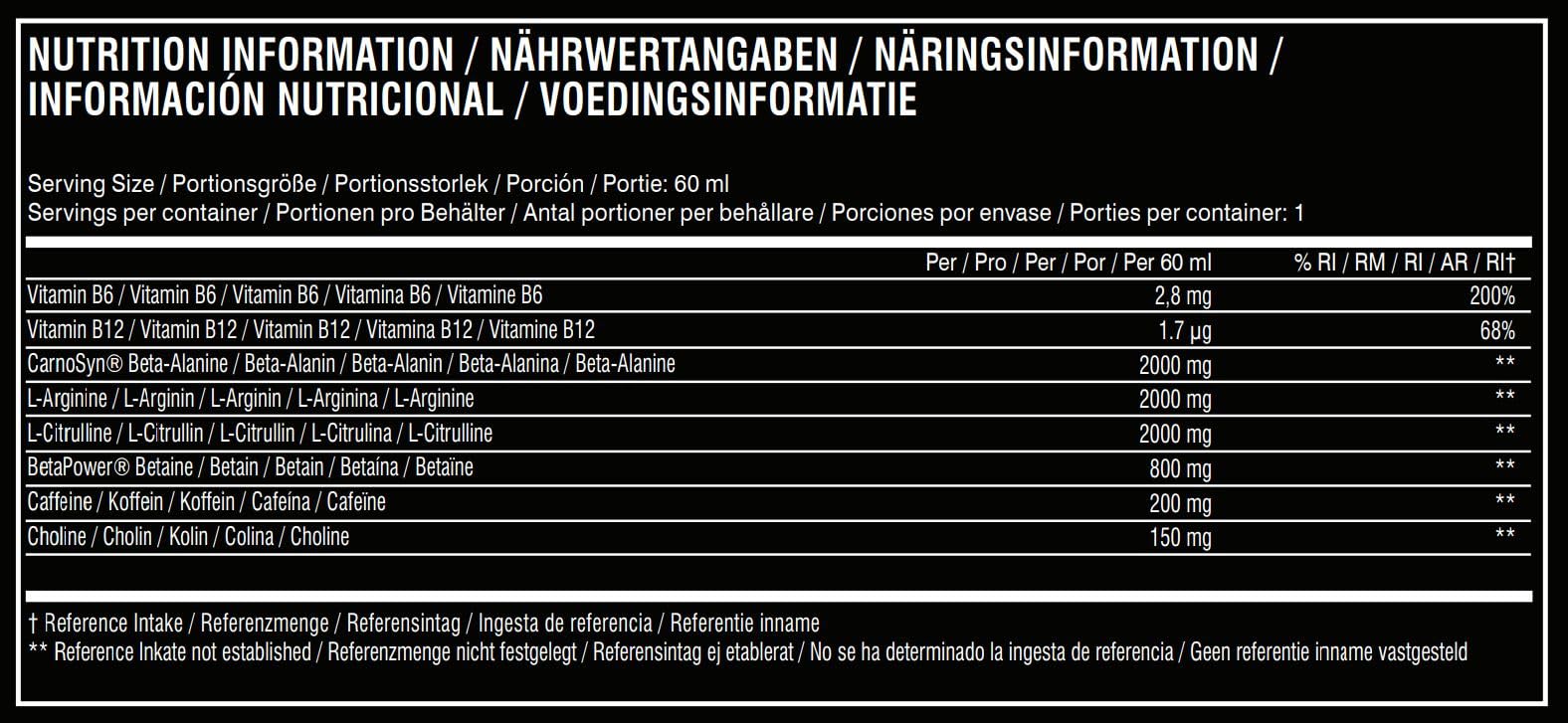 Cellucor C4 Ultimate Pre-Workout Shot | Tutti Frutti Flavour Energy Shots, 12 x 60ml Flaschen | Zuckerfreier Pre-Workout Shot mit 200mg Koffein, 2000mg L-Citrullin, 2000mg Beta Alanin, 800mg Betain