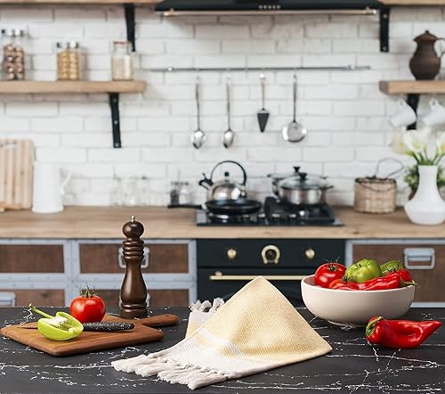 Vista 13 de Rumi & Shams - Toallas de mano turcas estilo bohemio de granja 2 toallas de cocina de algodón aguamarina - 16 x 32 pulgadas