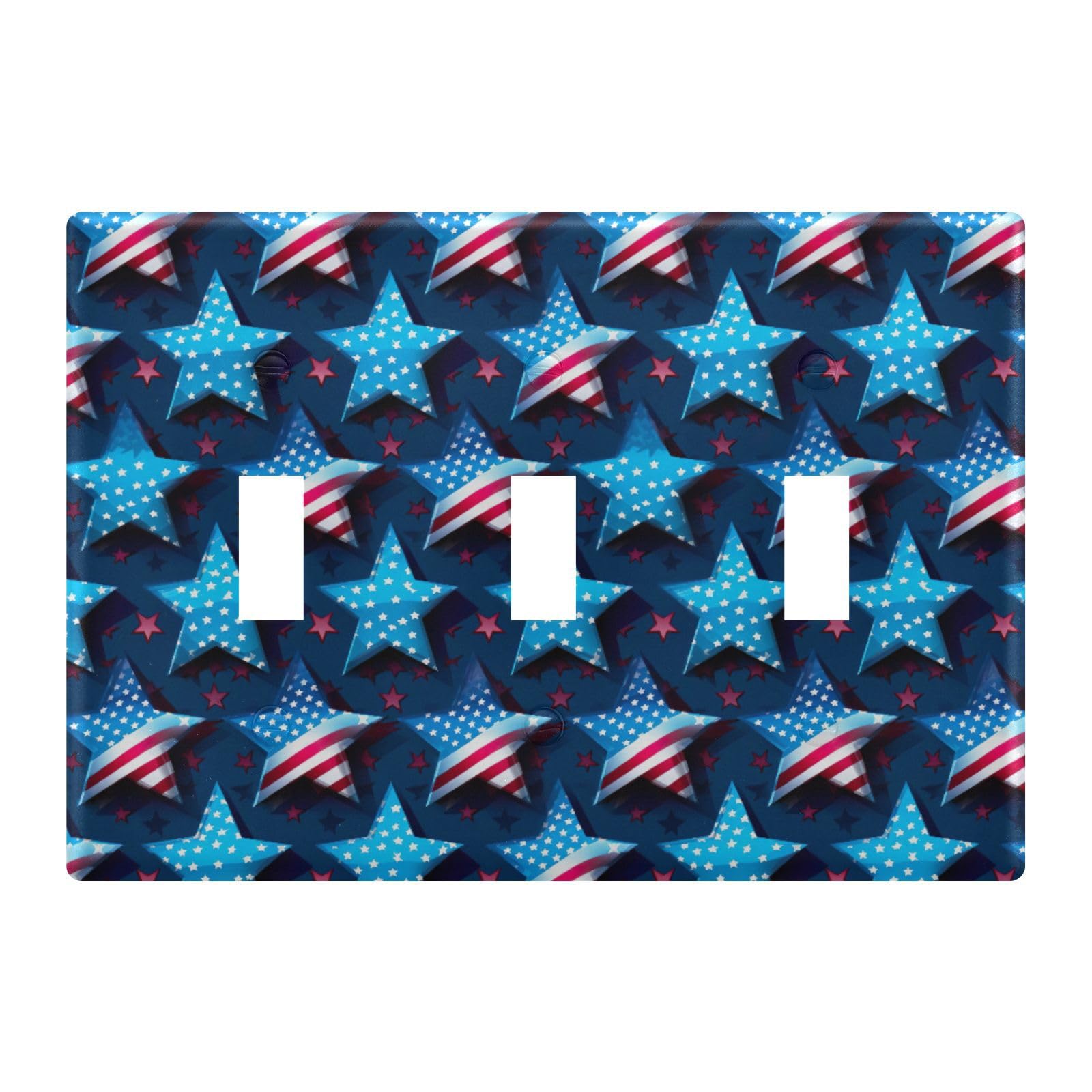 Light Switch Cover American Flag Star Wall Plates for Electrical Outlets 3 Gang 202a8886