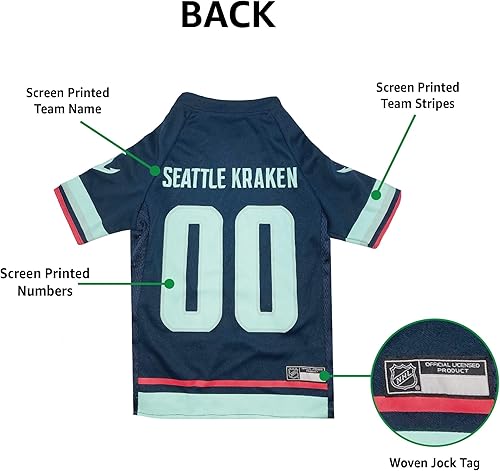 Miniatura 4 de Camiseta NHL Seattle Kraken para perros y gatos. Tamaño S. La mejor camiseta PET para el nuevo equipo de hockey sobre hielo HOT para cachorros,