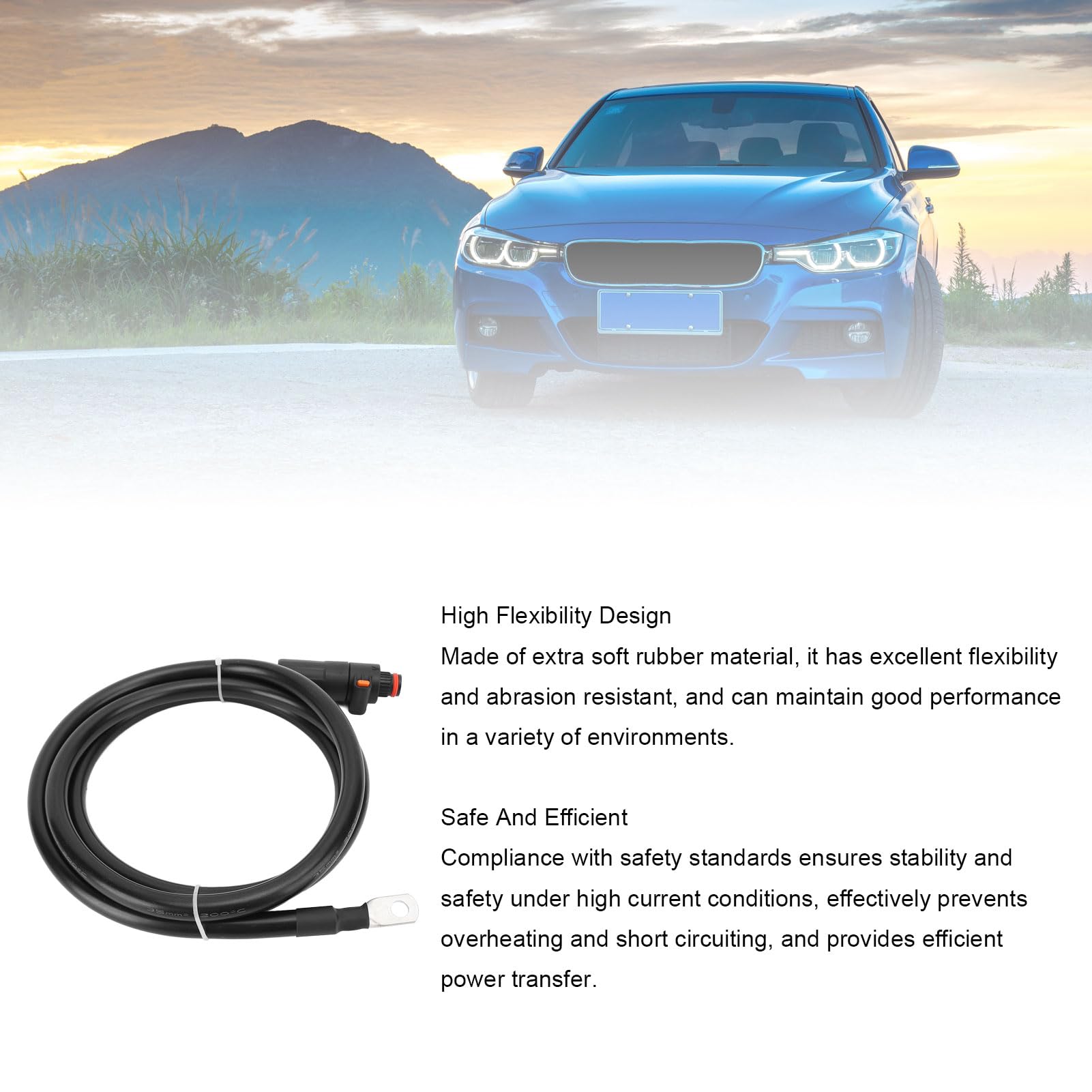 Yctze Kabel akumulatora 35 mm² wtyczka prosta i zacisk SC35-8 do - kabel akumulatora 35 mm² 2 m, falownik, motoryzacyjny, morski, elastyczny (1,5 m / 4.9ft)