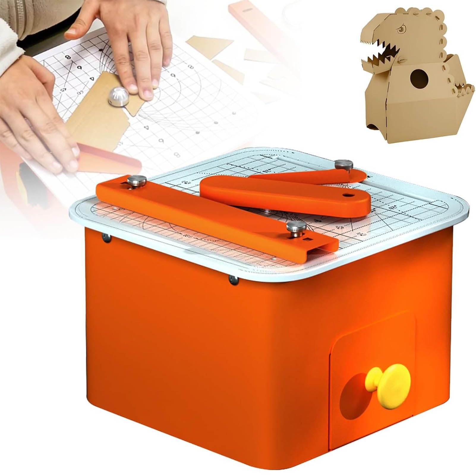 LJLYYDS Electric Cardboard Cutter, 45W Bladeless Chomp Saw with Scrap Drawer, Circle Cutting Assistant, for School Art, DIY Handmade, 3D Model Crafting, Cutting Thickness 0-4mm