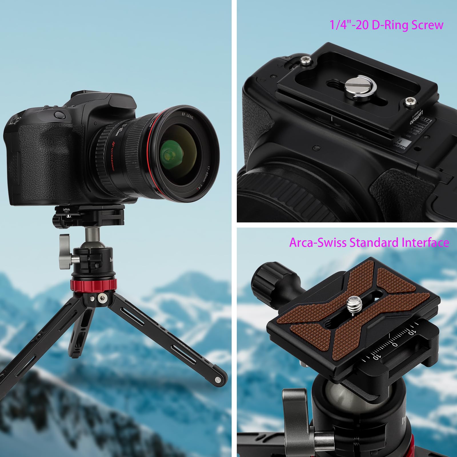 Leftfoto 60mm Arca Swiss Metal Universale Macchina Fotografica Piastra di Sgancio Rapido Adatto Arca Tipo Morsetto per DSLR Camera Treppiede Testa a sfera