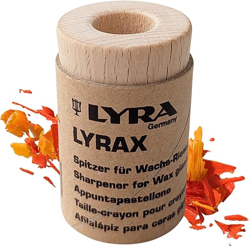 Miniatura 1 de Lyra Stockmar - Sacapuntas de crayón con tapa de madera con barril de cartón, sacapuntas de crayón jumbo para crayones de cera de abeja grandes,