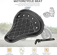 Vista 2 de LKV Asiento individual para motocicleta con kit de hardware de montaje de base de asiento para Chopper Bobber personalizado, ajuste universal