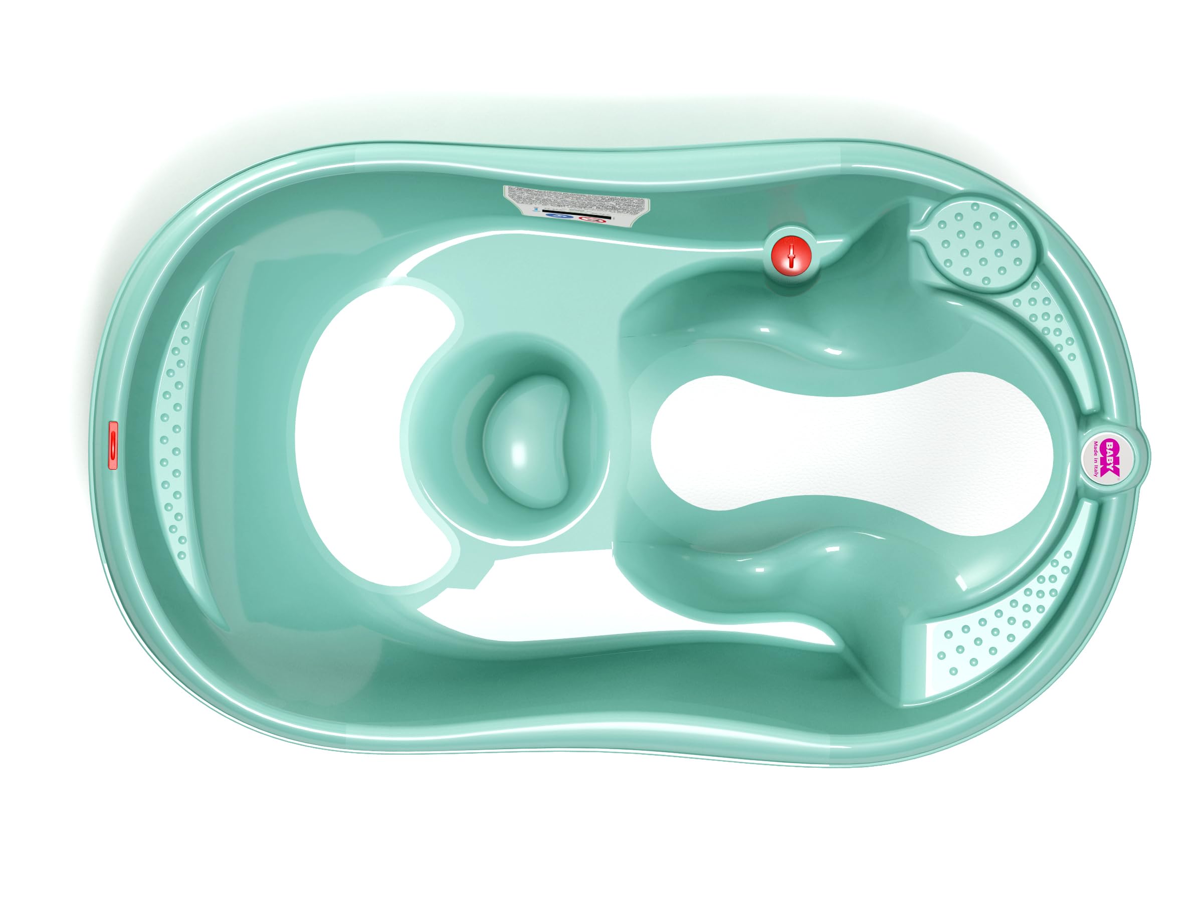 OKBABY Onda Evolution - Baignoire pour le Bain des Nouveau-nés 0-12 Mois, Assise en Gomme Antidérapante - Turquoise