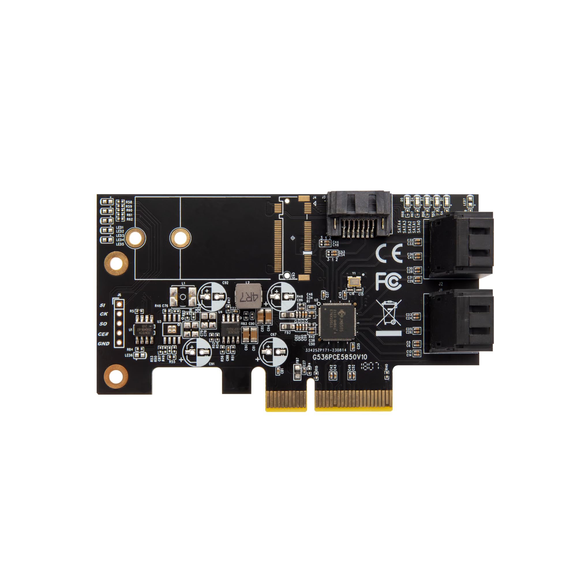 ZimaBoard Carte PCIe vers 5 Ports SATA III, Chipset JMB585, Carte d’Extension PCIe 3.0 pour NAS et Serveur Domestique, SATA 6Gb/s, FIS-Based Switching, Support Low Profile