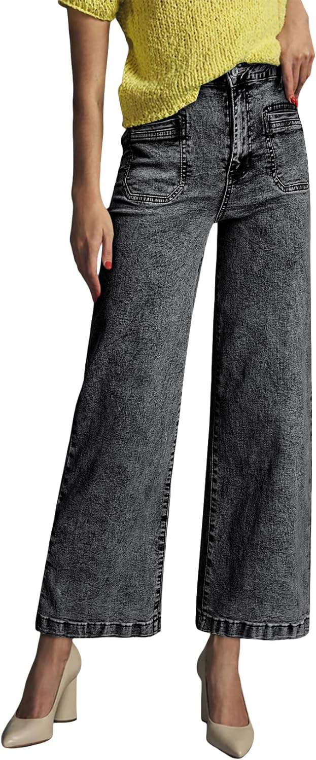 Astylish Womens Jeans Wide Leg High Waisted Stretchy Straight Leg Jeans Trendy Ankle Denim Pants with Patch Pocket - Image 4