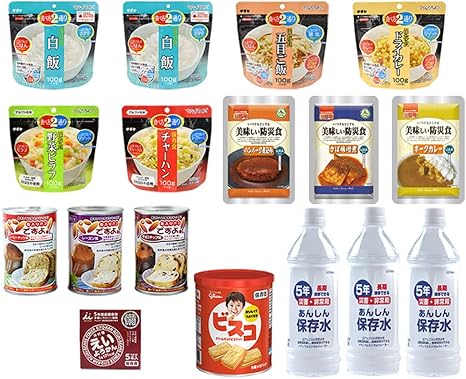 Amazon Co Jp 5年保存 充実の3日分 非常食セット Light 14種類17品 非常食 1人用 食品 飲料 お酒