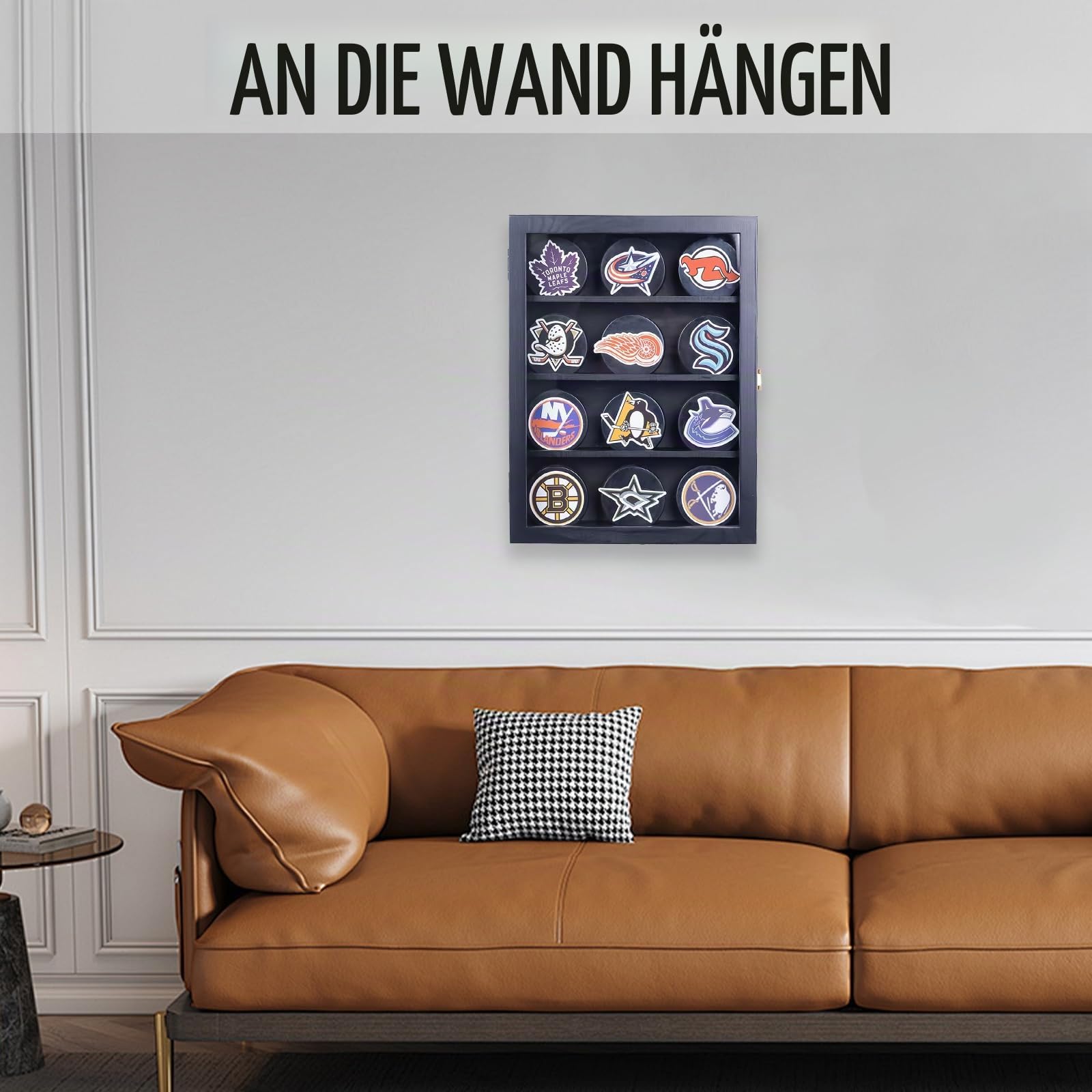 Hockey-Puck-Vitrine, Hockey-Puck-Vitrine, Wandhalterung, Hockey-Puck-Halter, Hockey-Puck-Präsentationsbox, Hockey-Puck-Schattenbox, 12 Stück