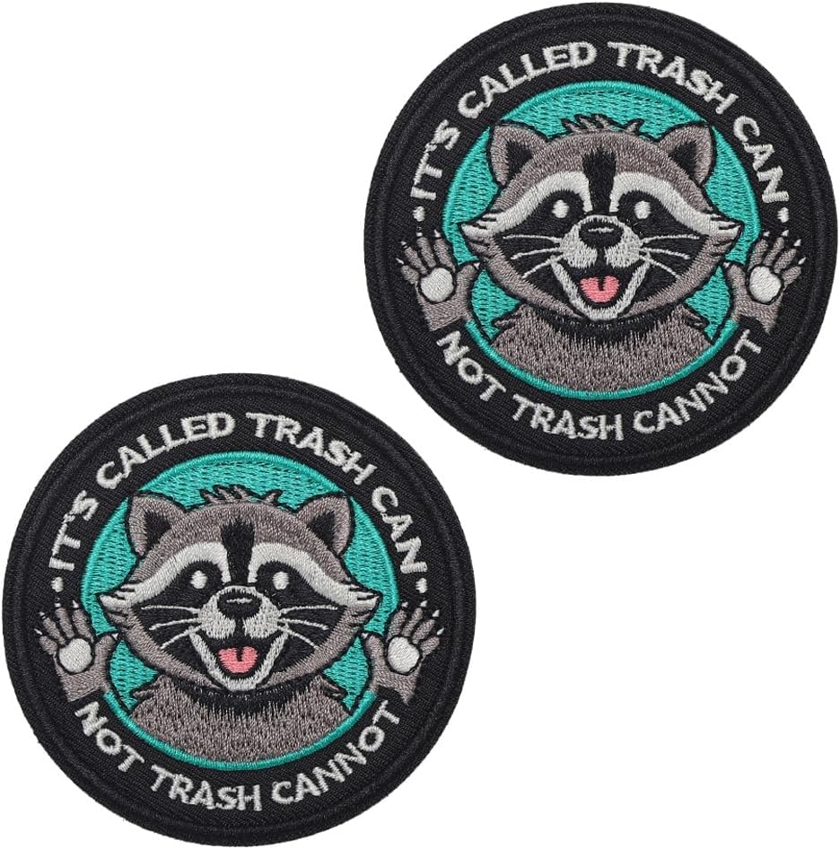 2 Pieces It's Called Trash Can Not Trash Can Not Embroidery Badge Patch Hook & Loop Nylon Patch Tactical Patch Applique Funny Accessories for Jacket Vest Clothing Hat Backpacks Jeans