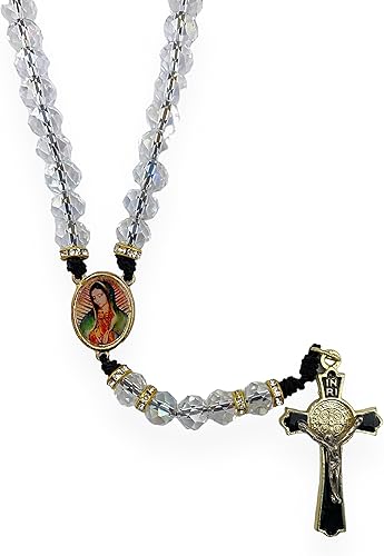Miniatura 2 de San Jude y Nuestra Señora de Guadalupe Medalla Virgen Cuentas de Cristal Transparente Collar de Rosario Católico Regalo Religioso Virgen San Judas