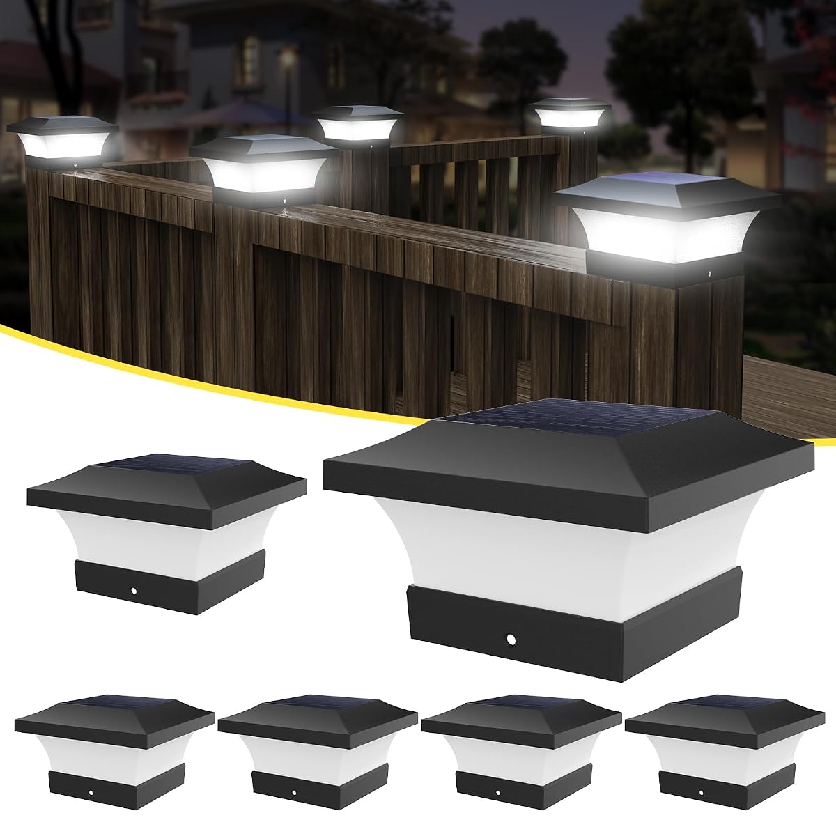 T-SUN Solar Post Lights, Outdoor Waterproof Solar Post Cap Lights for 4X4, 5X5,
