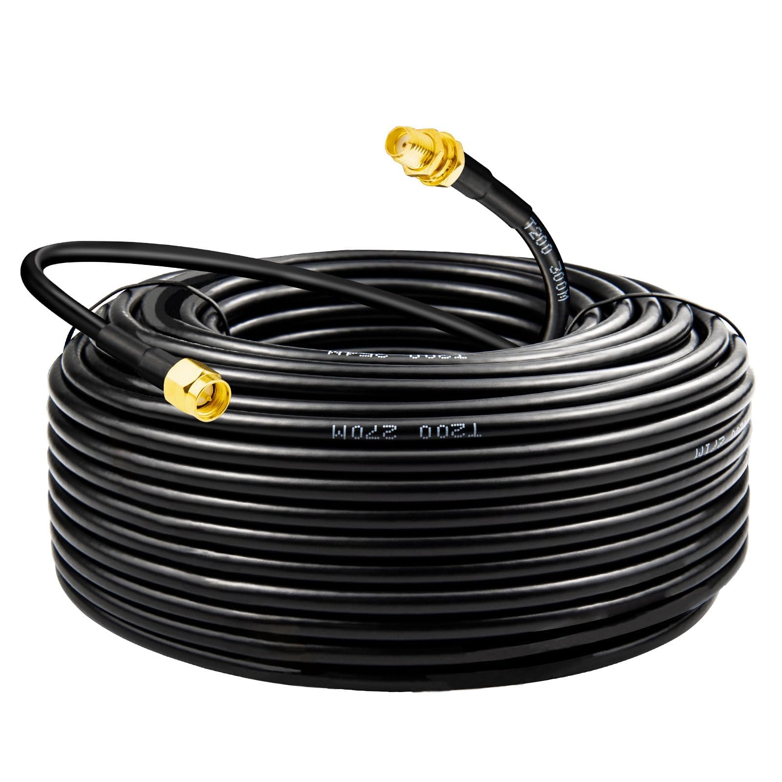 30M Câble SMA Mâle vers SMA Femelle LMR200 Câble Coaxial WiFi Extension Faible Perte pour Routeur WiFi, Antenne 3G 4G 5G LTE - Supérieur au RG58, 50 Ohms Haute Flexibilité