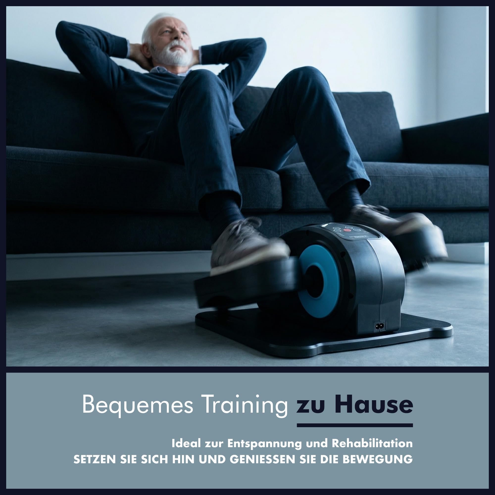PORTENTUM Mini Ellipsentrainer für Zuhause mit Matte und Schlaufen – Neues Format 2026 kompakter – Pedaltrainer für Senioren automatisch und manuell 12 Geschwindigkeiten – Kompakt für Büro