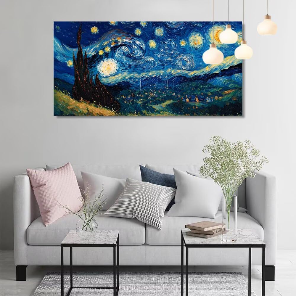 Peinture Numero Adulte Ciel étoilé Peinture Numero Grand Format 70x140cm Peinture par Numero Enfant Tourbillon Numéro d'Art Kit Peinture par Décoration Murale Intérieure et Cadeaux (Sans Cadre) Q-777
